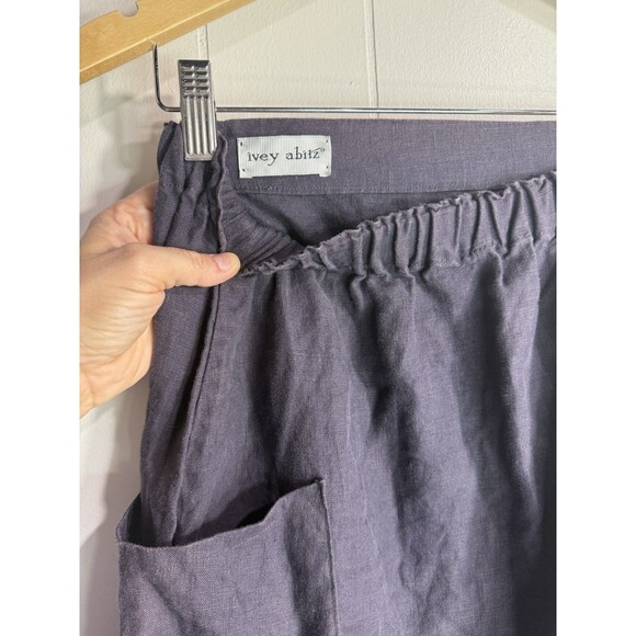 Ivey Abitz Women’s S/M Skirt Dark Gray Linen Midi Length Circle Skirt Pockets - Picture 7 of 9